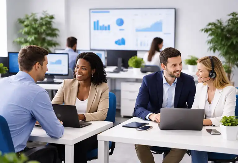 B2B sales professionals collaborating during an outsourced sales team strategy session